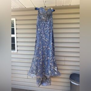 Ladivine by Cinderella Devine Elegant Blue Strapless Gown with Floral Details